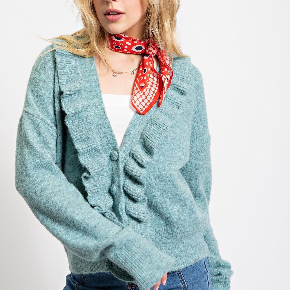 Easel Ruffle Front Cardigan - Picture 5 of 5